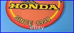 Vintage Honda Sign Motorcycle Biker Automobile Gas Pump Service Porcelain Sign