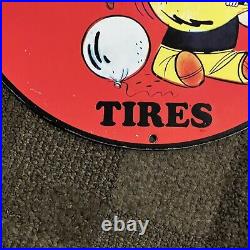 Vintage Hood Tires Porcelain Sign Auto Car Dealer Service Mechanic Shop Station