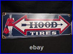 Vintage Hood Tires Porcelain Sign Gas Oil Automobile Service Parts Advertising