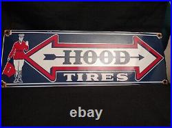 Vintage Hood Tires Porcelain Sign Gas Oil Automobile Service Parts Advertising