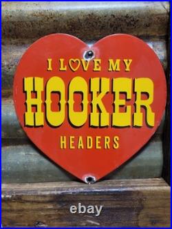 Vintage Hooker Headers Porcelain Sign Old Automotive Engine Exhaust Muscle Car