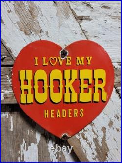 Vintage Hooker Headers Porcelain Sign Old Automotive Engine Exhaust Muscle Car