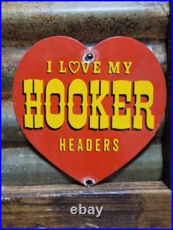 Vintage Hooker Headers Porcelain Sign Old Automotive Engine Exhaust Muscle Car