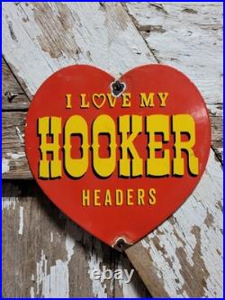Vintage Hooker Headers Porcelain Sign Old Automotive Engine Exhaust Muscle Car