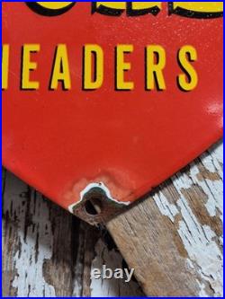 Vintage Hooker Headers Porcelain Sign Old Automotive Engine Exhaust Muscle Car