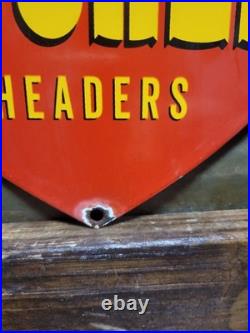 Vintage Hooker Headers Porcelain Sign Old Automotive Engine Exhaust Muscle Car