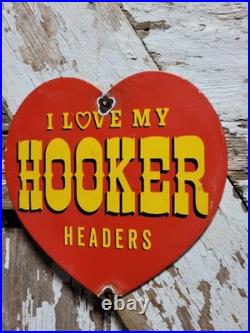 Vintage Hooker Headers Porcelain Sign Old Automotive Engine Exhaust Muscle Car