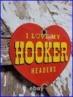 Vintage Hooker Headers Porcelain Sign Old Automotive Engine Exhaust Muscle Car