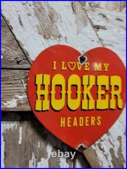 Vintage Hooker Headers Porcelain Sign Old Automotive Engine Exhaust Muscle Car