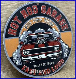 Vintage Hot Rod Garage Porcelain Sign Gas Station Auto Shop Dealership
