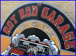 Vintage Hot Rod Garage Porcelain Sign Gas Station Auto Shop Dealership