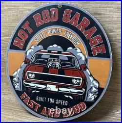 Vintage Hot Rod Garage Porcelain Sign Gas Station Auto Shop Dealership