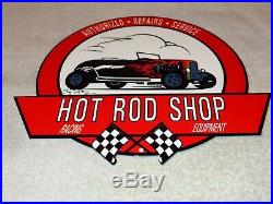 Vintage Hot Rod Shop Racing Equipment Repairs 12 Metal Car, Gasoline & Oil Sign