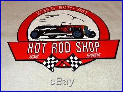 Vintage Hot Rod Shop Racing Equipment Repairs 12 Metal Car, Gasoline & Oil Sign
