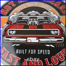 Vintage Hot Rod Shop Sign Fast & Loud Mechanic Auto Gas Pump Porcelain Sign