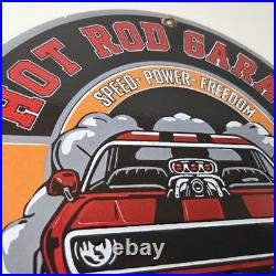 Vintage Hot Rod Shop Sign Fast & Loud Mechanic Auto Gas Pump Porcelain Sign