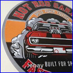 Vintage Hot Rod Shop Sign Fast & Loud Mechanic Auto Gas Pump Porcelain Sign