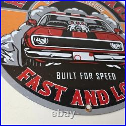Vintage Hot Rod Shop Sign Fast & Loud Mechanic Auto Gas Pump Porcelain Sign