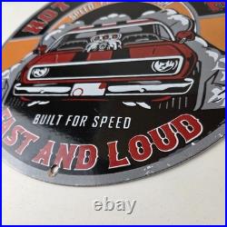 Vintage Hot Rod Shop Sign Fast & Loud Mechanic Auto Gas Pump Porcelain Sign