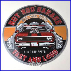 Vintage Hot Rod Shop Sign Fast & Loud Mechanic Auto Gas Pump Porcelain Sign