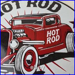 Vintage Hot Rod Shop Sign Racing Garage Auto Gas Pump Porcelain Sign