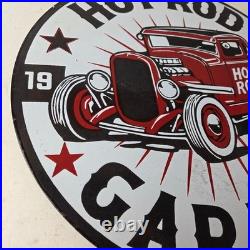 Vintage Hot Rod Shop Sign Racing Garage Auto Gas Pump Porcelain Sign