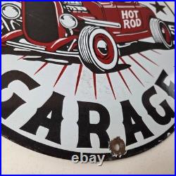 Vintage Hot Rod Shop Sign Racing Garage Auto Gas Pump Porcelain Sign