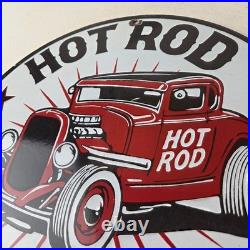 Vintage Hot Rod Shop Sign Racing Garage Auto Gas Pump Porcelain Sign