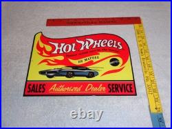 Vintage Hot Wheels Mattel Authorized Dealer 12 Metal Die-cast Car Gas Oil Sign