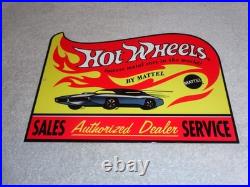 Vintage Hot Wheels Mattel Authorized Dealer 12 Metal Die-cast Car Gas Oil Sign