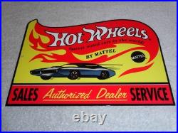 Vintage Hot Wheels Mattel Authorized Dealer 12 Metal Die-cast Car Gas Oil Sign