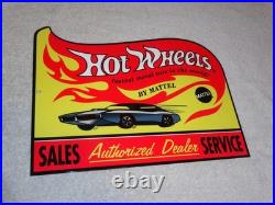 Vintage Hot Wheels Mattel Authorized Dealer 12 Metal Die-cast Car Gas Oil Sign