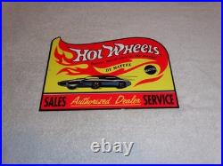Vintage Hot Wheels Mattel Authorized Dealer 12 Metal Die-cast Car Gas Oil Sign