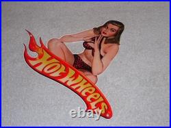 Vintage Hot Wheels Woman? 12 Metal? Race Car Gasoline Oil Advertising Sign