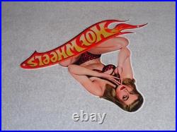 Vintage Hot Wheels Woman? 12 Metal? Race Car Gasoline Oil Advertising Sign
