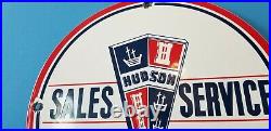 Vintage Hudson Motors Porcelain Gas Automobiles Sales Service Dealership Sign