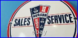 Vintage Hudson Motors Porcelain Gas Automobiles Sales Service Dealership Sign
