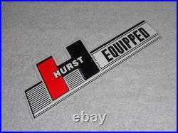 Vintage Hurst Equipped 4 5 Speed Shifter 12 Metal Car Truck Gasoline & Oil Sign