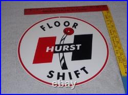 Vintage Hurst Floor Shift 1' Metal Car Truck 4 5 Speed Shifter Gasoline Oil Sign