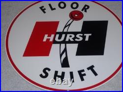 Vintage Hurst Floor Shift 1' Metal Car Truck 4 5 Speed Shifter Gasoline Oil Sign