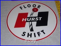 Vintage Hurst Floor Shift 1' Metal Car Truck 4 5 Speed Shifter Gasoline Oil Sign