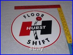 Vintage Hurst Floor Shift 1' Metal Car Truck 4 5 Speed Shifter Gasoline Oil Sign