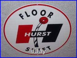 Vintage Hurst Floor Shift 1' Metal Car Truck 4 5 Speed Shifter Gasoline Oil Sign