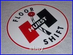 Vintage Hurst Floor Shift 1' Metal Car Truck 4 5 Speed Shifter Gasoline Oil Sign