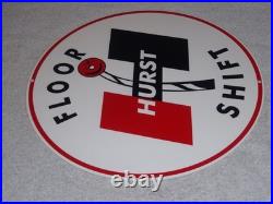 Vintage Hurst Floor Shift 1' Metal Car Truck 4 5 Speed Shifter Gasoline Oil Sign