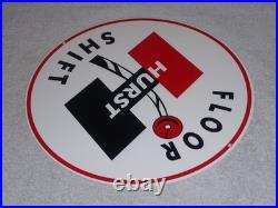 Vintage Hurst Floor Shift 1' Metal Car Truck 4 5 Speed Shifter Gasoline Oil Sign