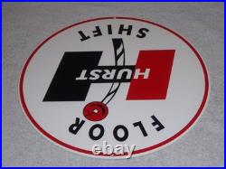 Vintage Hurst Floor Shift 1' Metal Car Truck 4 5 Speed Shifter Gasoline Oil Sign