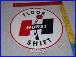 Vintage Hurst Floor Shift 1' Metal Car Truck 4 5 Speed Shifter Gasoline Oil Sign