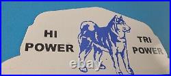 Vintage Husky Gasoline Sign Topper Gas Auto Car Porcelain License Plate Topper