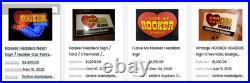 Vintage I Love My Hooker Headers 11 3/4 Porcelain Metal Car, Gasoline Oil Sign